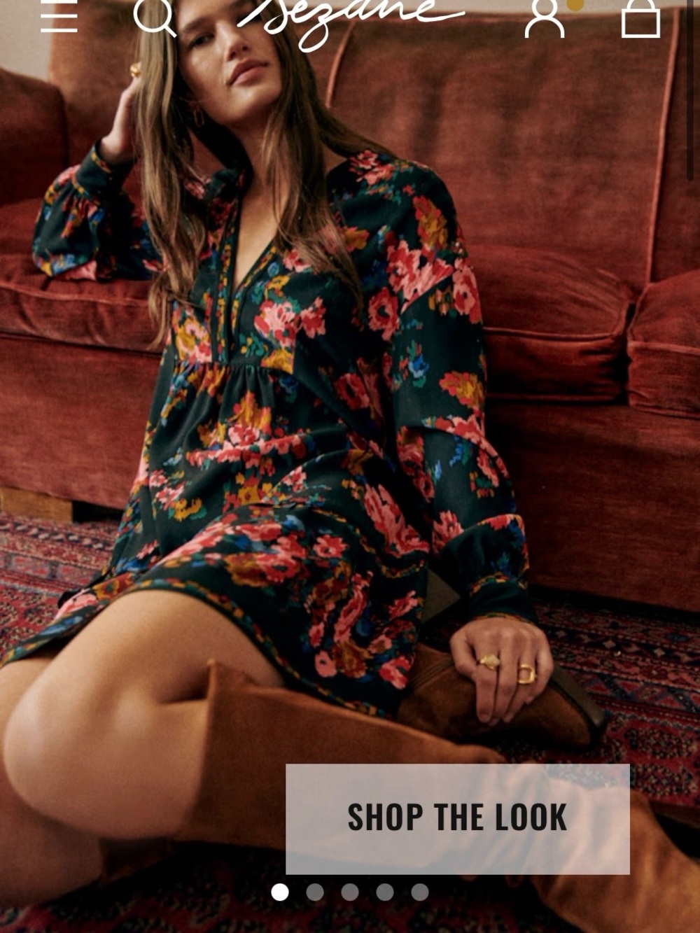 Sézane Black Bohemia Mini Dress with Pink Floral Print M - Picture 4 of 9